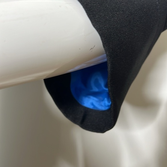 Bona Vita Sz 46 Black Blue Satin Lined 3/4 Sleeve Button Over Coat - Picture 9 of 10